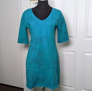 Turquoise Smoking Lily sweatshirt dress